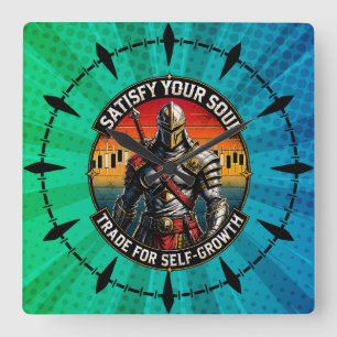 Satisfy Your Soul Trade for Self-Growth Knight Square Wall Clock