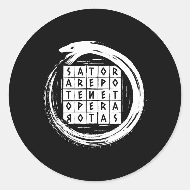 Sator Rotas Square Ouroboros Uroboros Classic Round Sticker (Front)