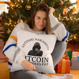 Satoshi Nakamoto Bitcoin Postmodern Fiat Cushion