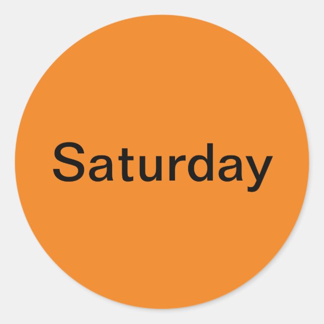 Saturday Day of the Week Orange Stickers (Front)