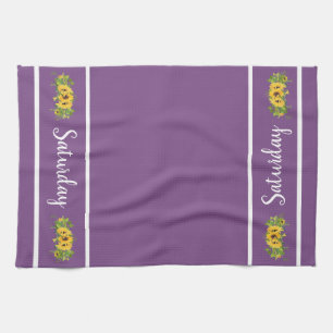 Saturday Day of the Week Sunflower Kitchen Towel