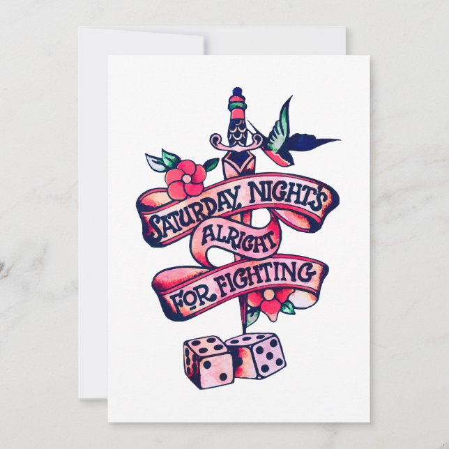 Saturday Night's Alright For Fighting  Invitation (Front)
