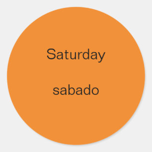 Saturday sabado English to Spanish Stickers