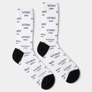 Saturday Saturn Dark Blue Colour Days of the Week Socks