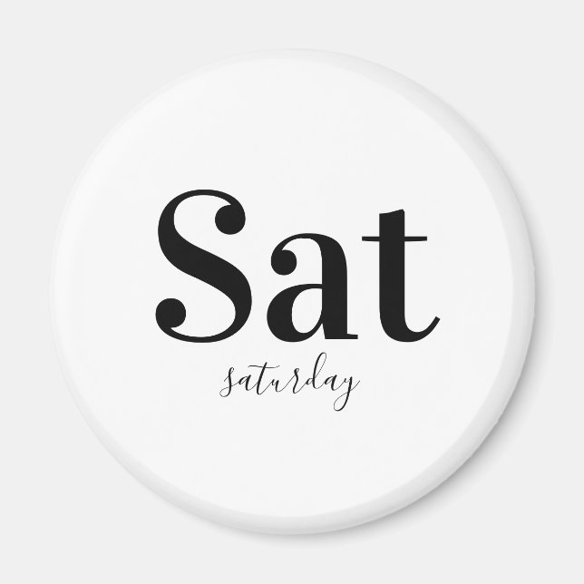 Saturday Typography Modern Black & White Magnet (Front)