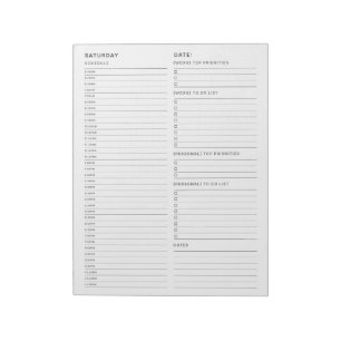 Saturday Work From Home To Do List Notepad