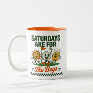 Saturdays Are For The Boys Golf Retro Golfing Two-Tone Coffee Mug