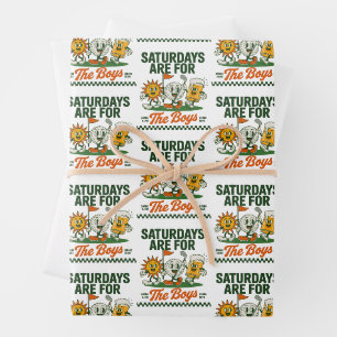 Saturdays Are For The Boys Golf Retro Golfing Wrapping Paper Sheet