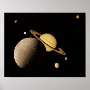 Saturn and her Moons Poster