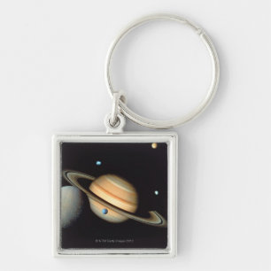 Saturn and satellites key ring