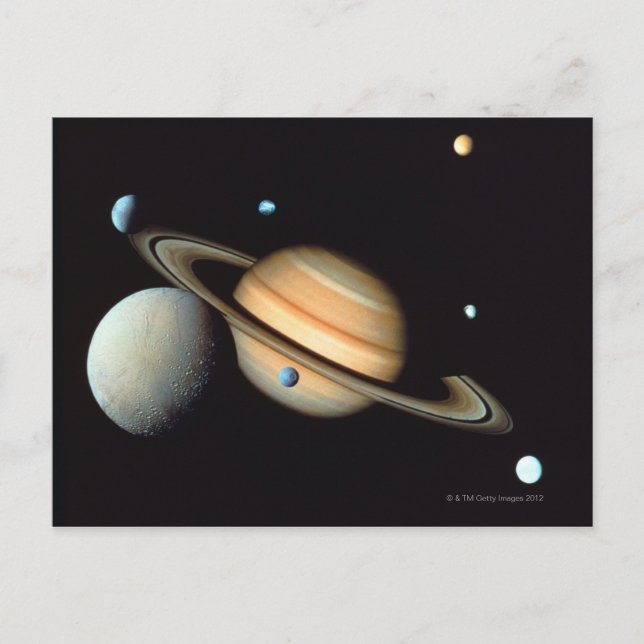 Saturn and satellites postcard (Front)