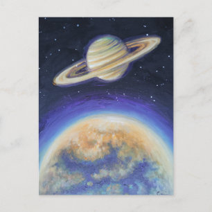 Saturn and Titan Postcard