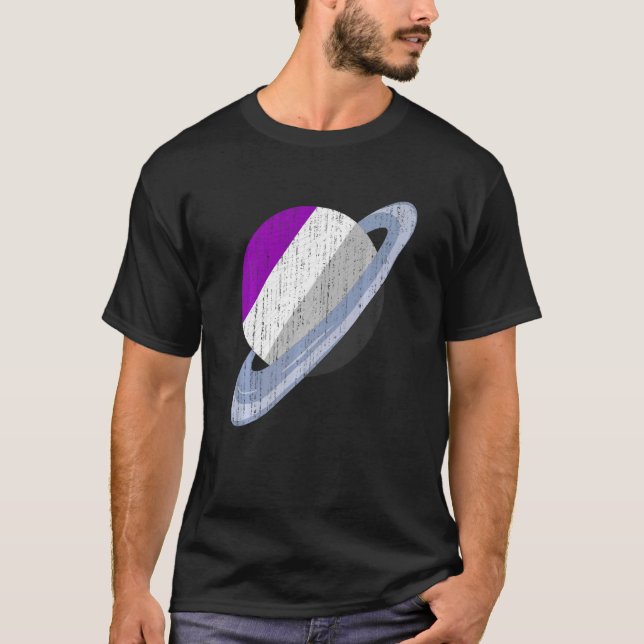 Saturn Asexuality Flag Lgbt Ace Pride Month Equali T-Shirt (Front)