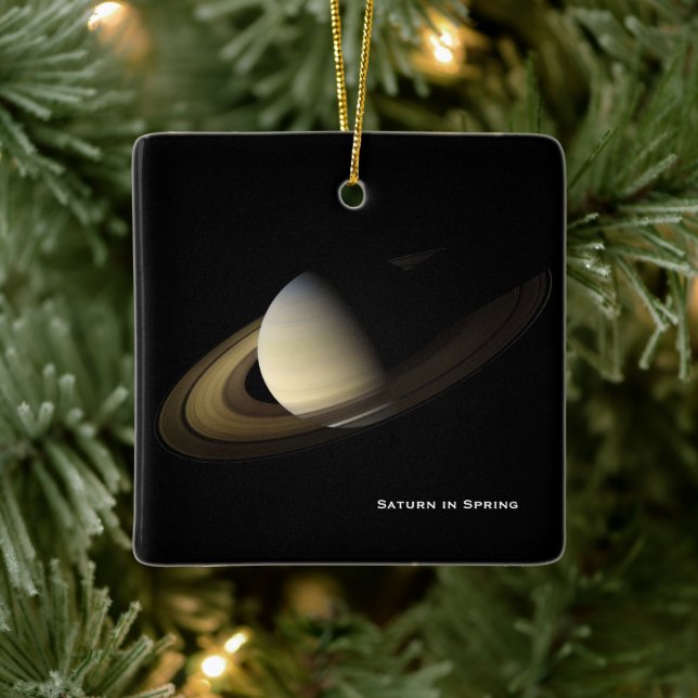 Saturn at Spring Equinox, Cassini Christmas Ceramic Ornament (Tree)