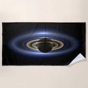 Saturn Eclipsed the Sun from Cassini Orbiter   Beach Towel