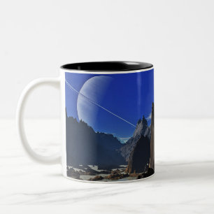 saturn from afar Two-Tone coffee mug