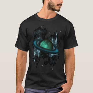 Saturn like ringed planet with Stars and Nebula T-Shirt