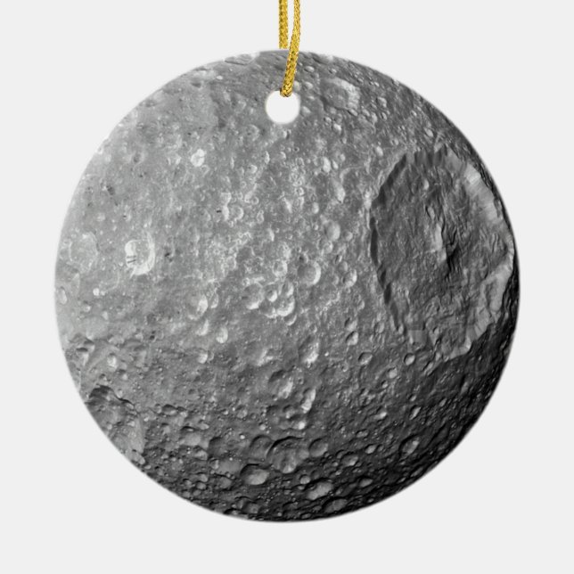 Saturn Moon Mimas Ceramic Tree Decoration (Front)