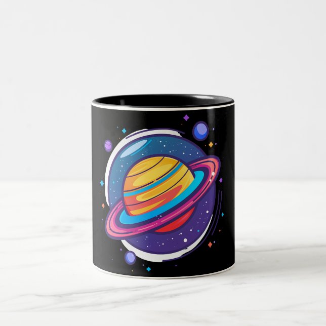 Saturn Planet Coffee Mug – Cosmic Design for Space (Center)