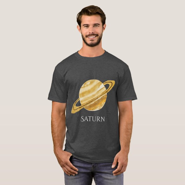 Saturn Planet Watercolor Men's T T-Shirt (Front Full)