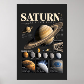 Saturn Retro Space Astronomy Wall Art Poster