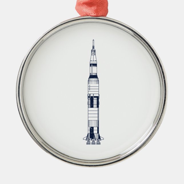 Saturn Rocket Metal Tree Decoration (Front)