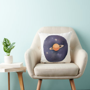 Saturn’s Serenade: Cosmic Watercolor Cushion