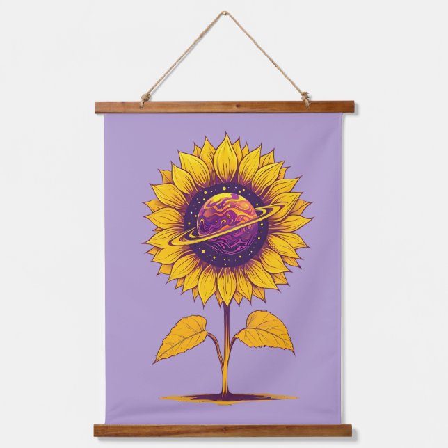 Saturn Sunflower Hanging Tapestry (Front)
