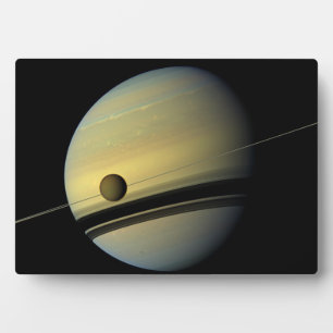 Saturn & Titan Cassini Space Photo Plaque