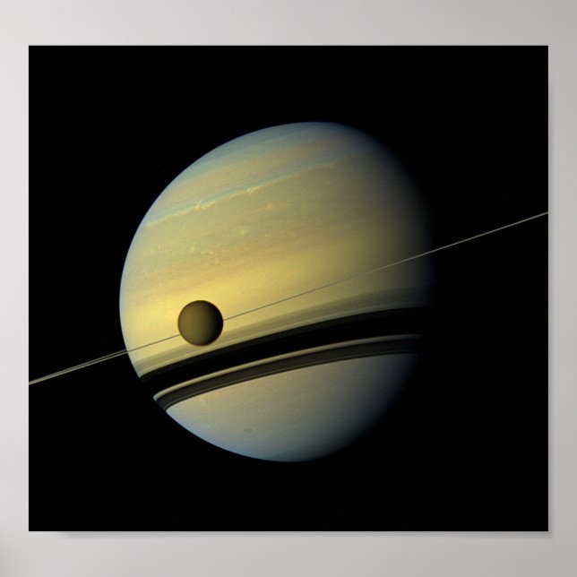 Saturn & Titan Cassini Space Photo Poster (Front)