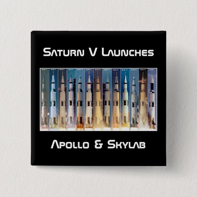 Saturn V Moon Rocket Launches 15 Cm Square Badge (Front)