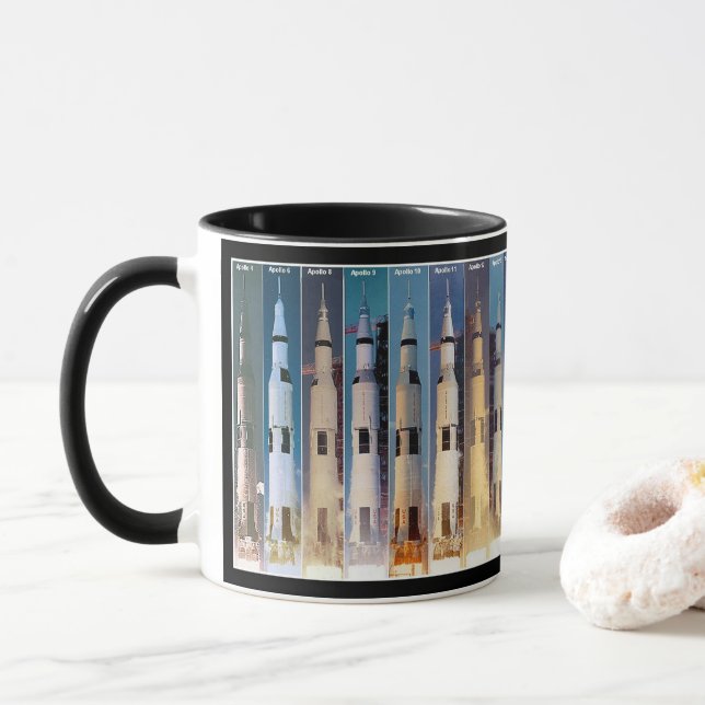 Saturn V Moon Rocket Launches Mug (With Donut)