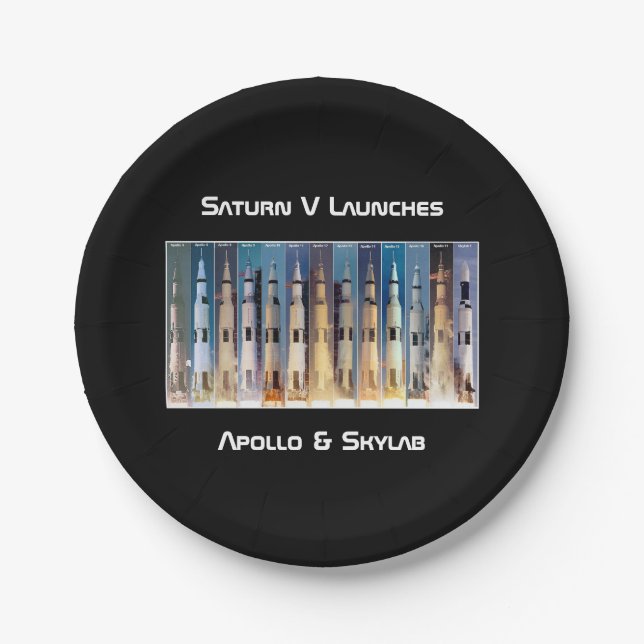 Saturn V Moon Rocket Launches Paper Plate (Front)