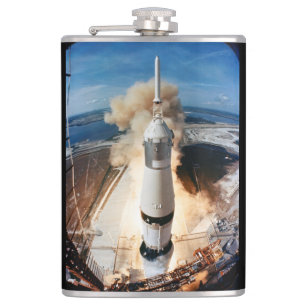Saturn V Rocket launch 1969 Apollo Spacecraft Flas Hip Flask