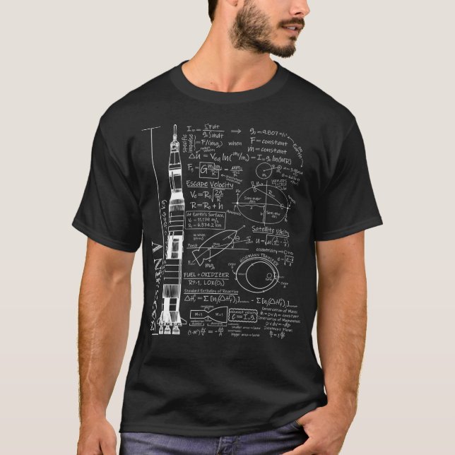 Saturn V Saturn 5 Rocket Science Equations  T-Shirt (Front)