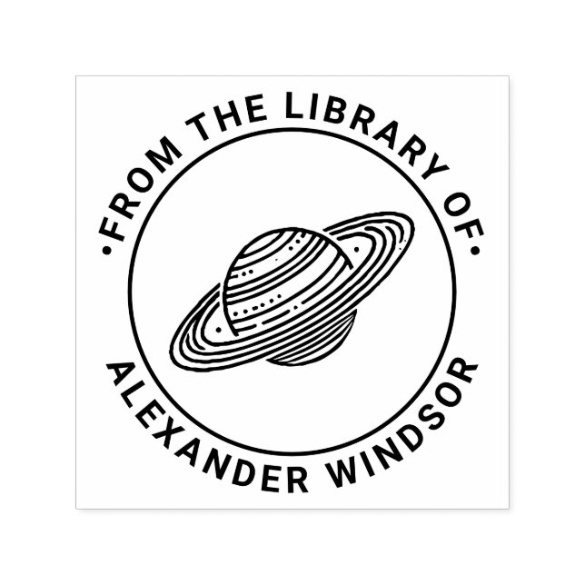 Saturn with Rings #4 Library Book Name Self-inking Stamp (Design)