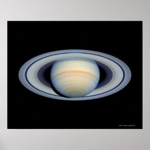 Saturn with rings at widest angle to Earth Poster