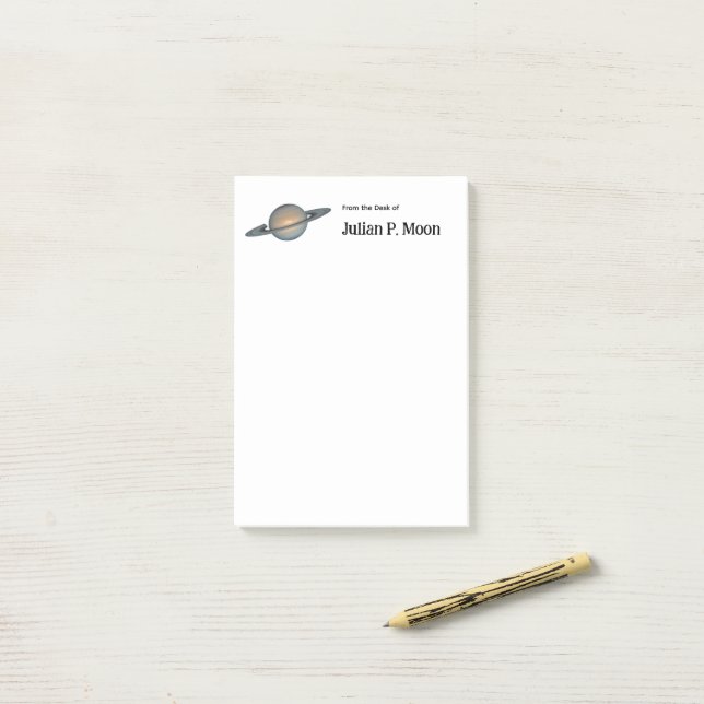 Saturn with Rings Outer Space Personalized Post-it Notes (On Desk)