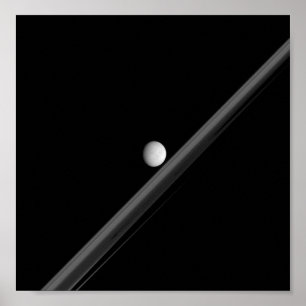 Saturnian Moon and Rings Poster