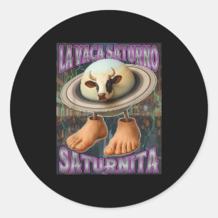 Saturnita La Vaca Saturno Italian Brainrot Birthda Classic Round Sticker