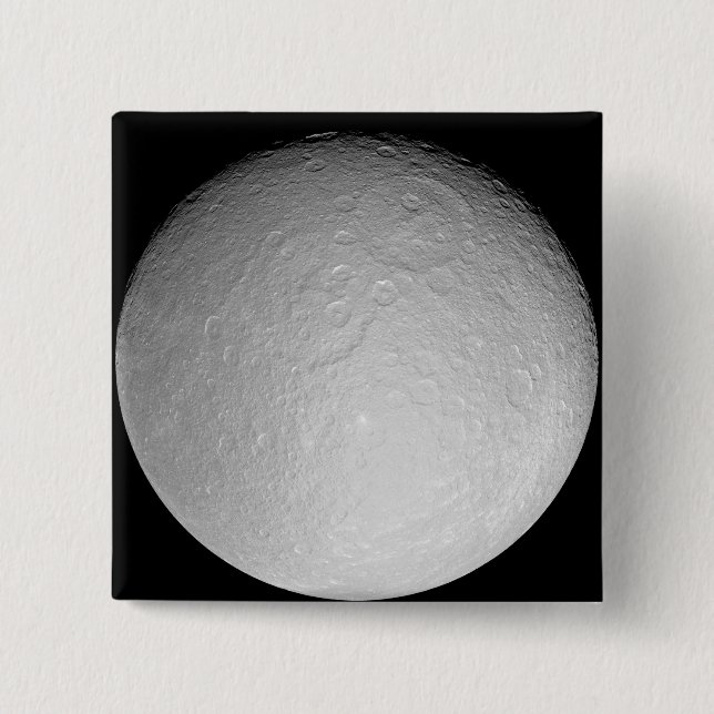 Saturn's icy moon Rhea 15 Cm Square Badge (Front)