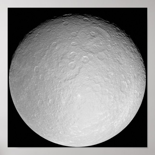 Saturn's icy moon Rhea Poster (Front)