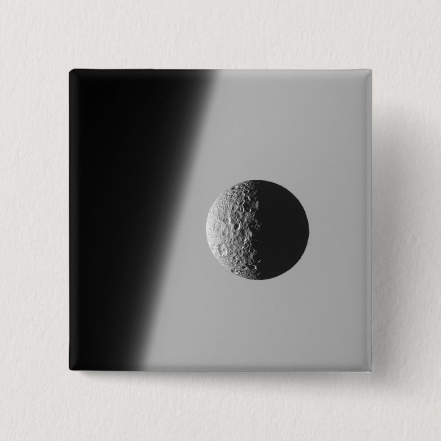 Saturn's moon Mimas 15 Cm Square Badge (Front)