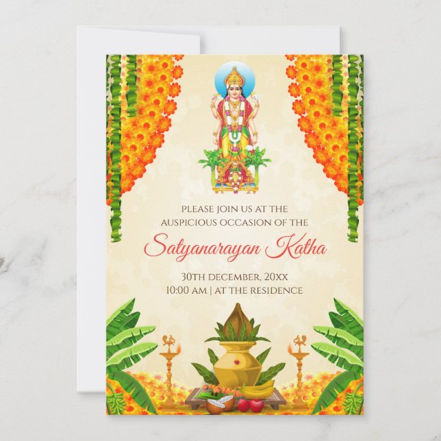 Satya Narayan katha invitation Satyanarayan pooja (Front)