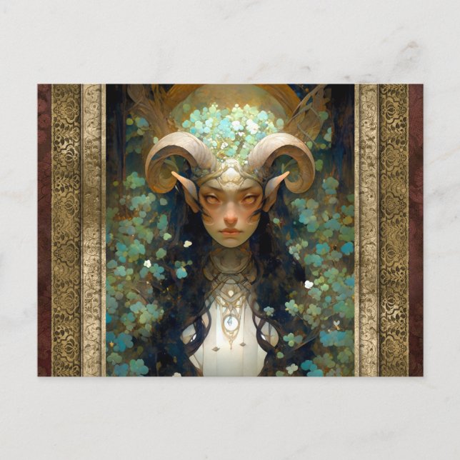 Satyr Elf Woman Fantasy Art Postcard (Front)
