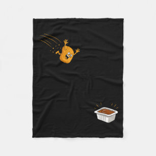 Sauce Dive Funny Flying Chicken Nugget Cartoon Fleece Blanket