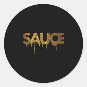 Sauce Melting Dripg Golden Coloured Classic Round Sticker