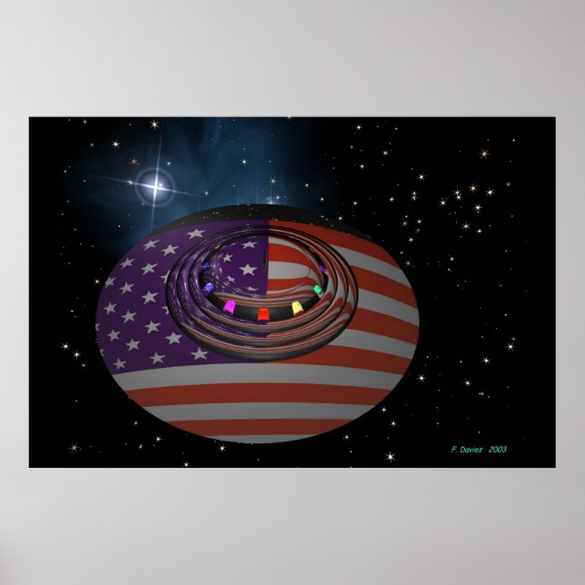 Saucer reflecting the American flag version 2 Poster (Front)
