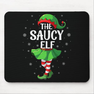 Saucy Elf Christmas Girls Women Elf Squad Xmas Fam Mouse Pad