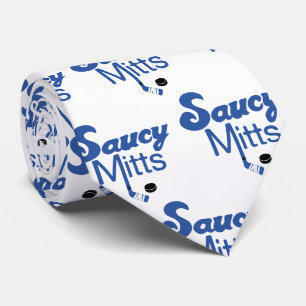 Saucy Mitts Hockey Tie Blue hockey stick